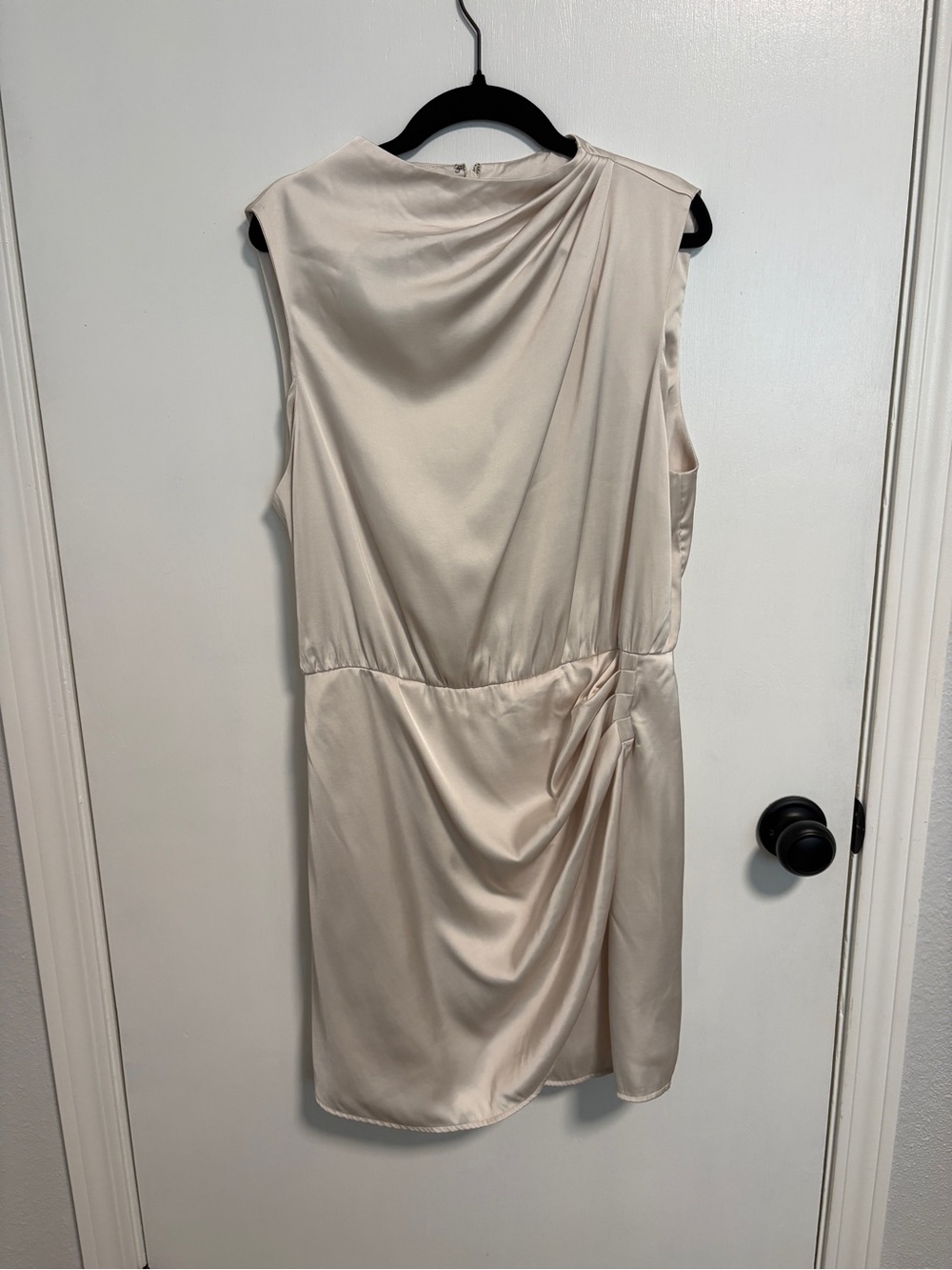 Abercrombie & Fitch Cream Sleeveless Satin Mini Dress